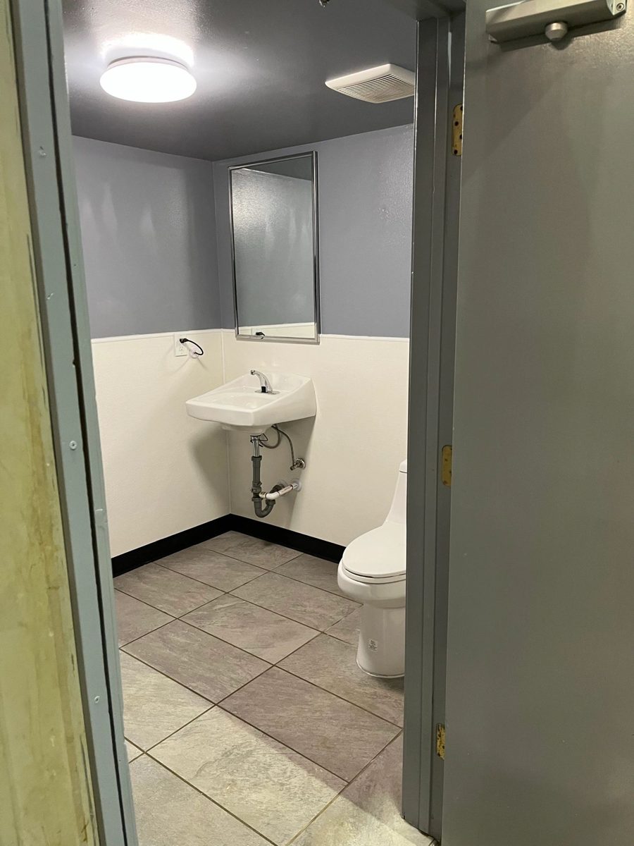 Accessible bathroom with grab bars