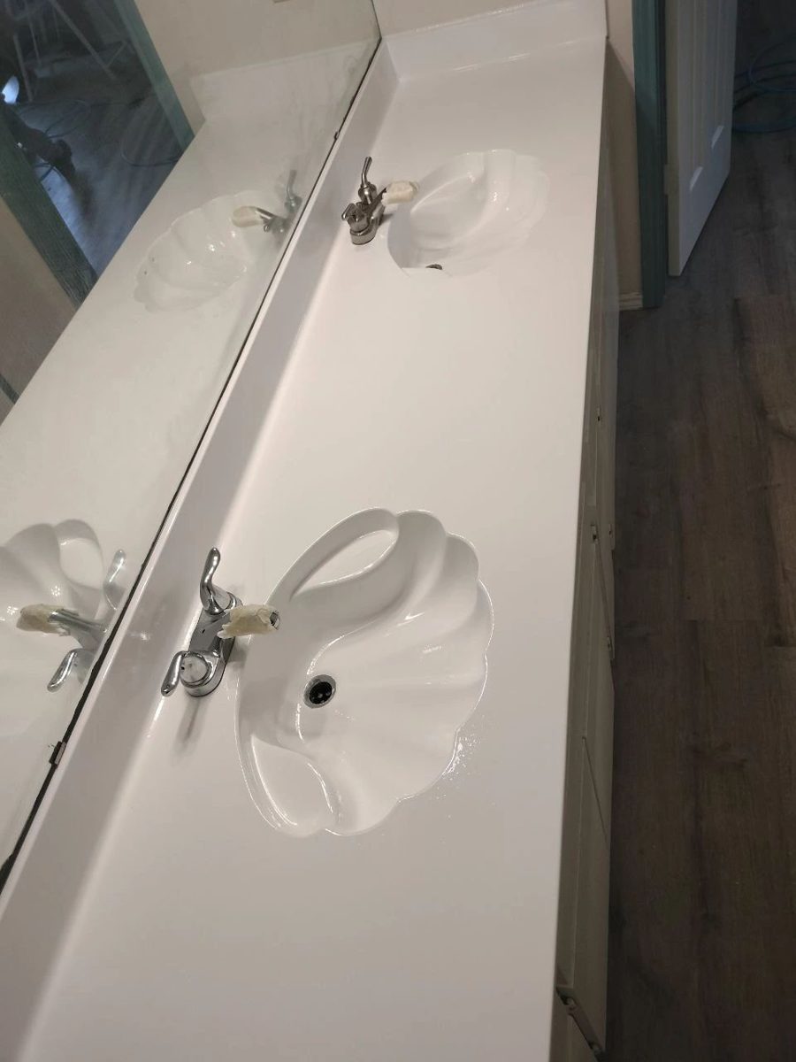 Resurfaced sink in a rental unit
