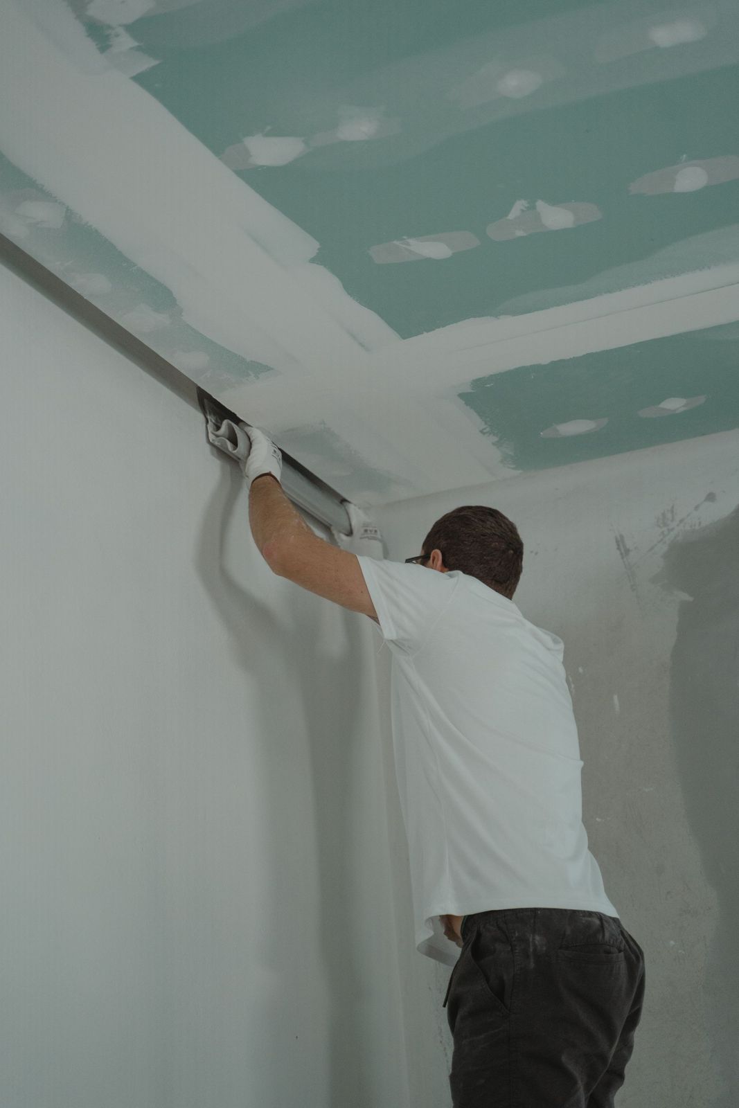 Drywall repair in progress