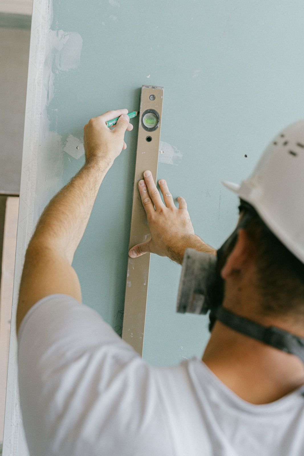 Level held against new trim work